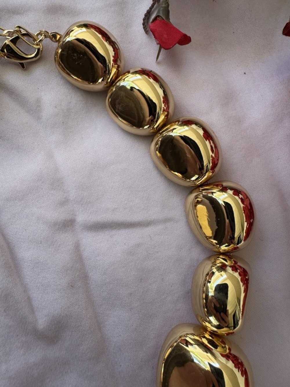 Open Edit Nordstrom Gold Tone Chunky Puffy Pebble Bead Collar Necklace 20" NEW - Picture 4 of 8